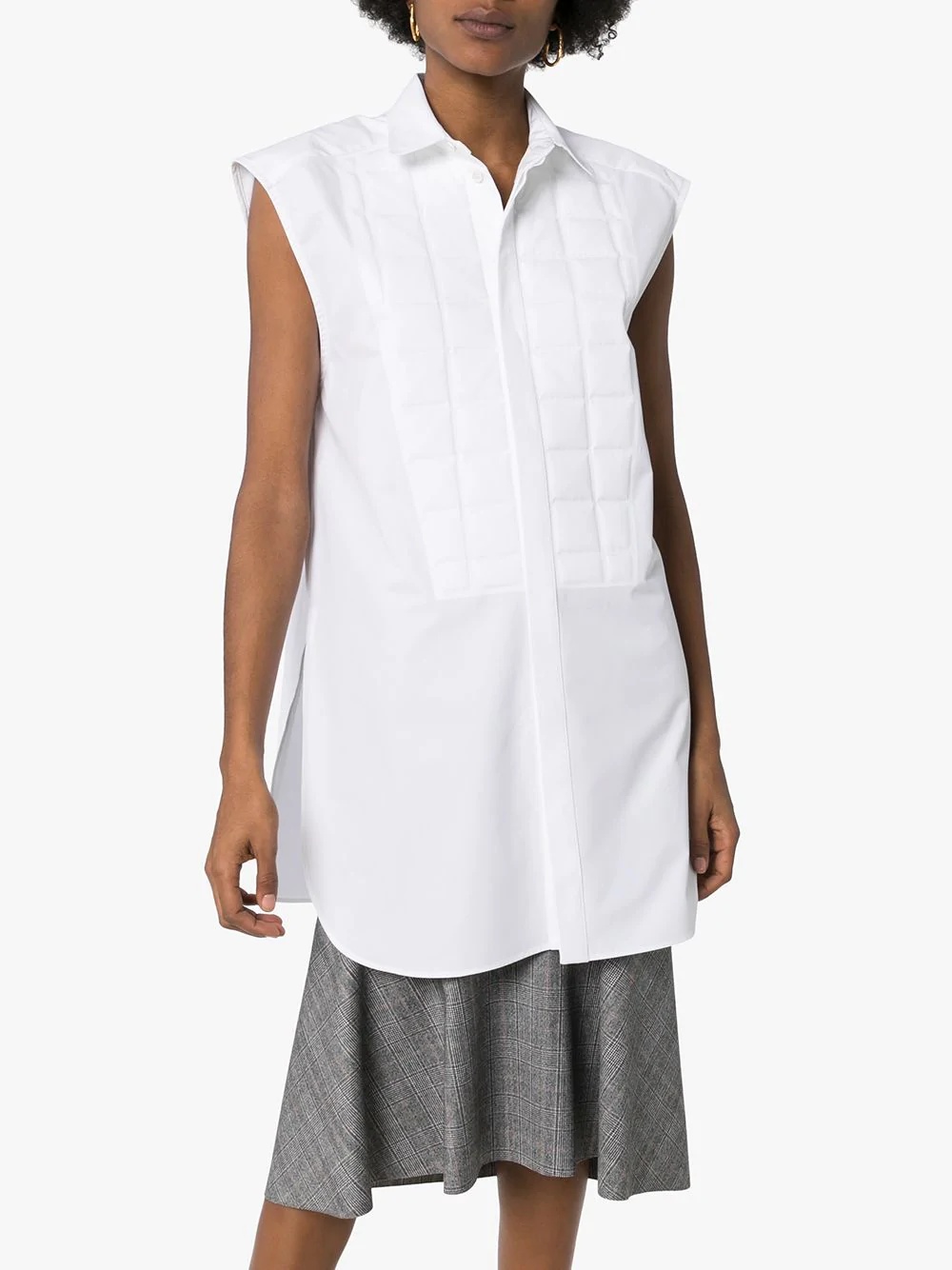 quilted cotton-poplin sleeveless shirt - 3