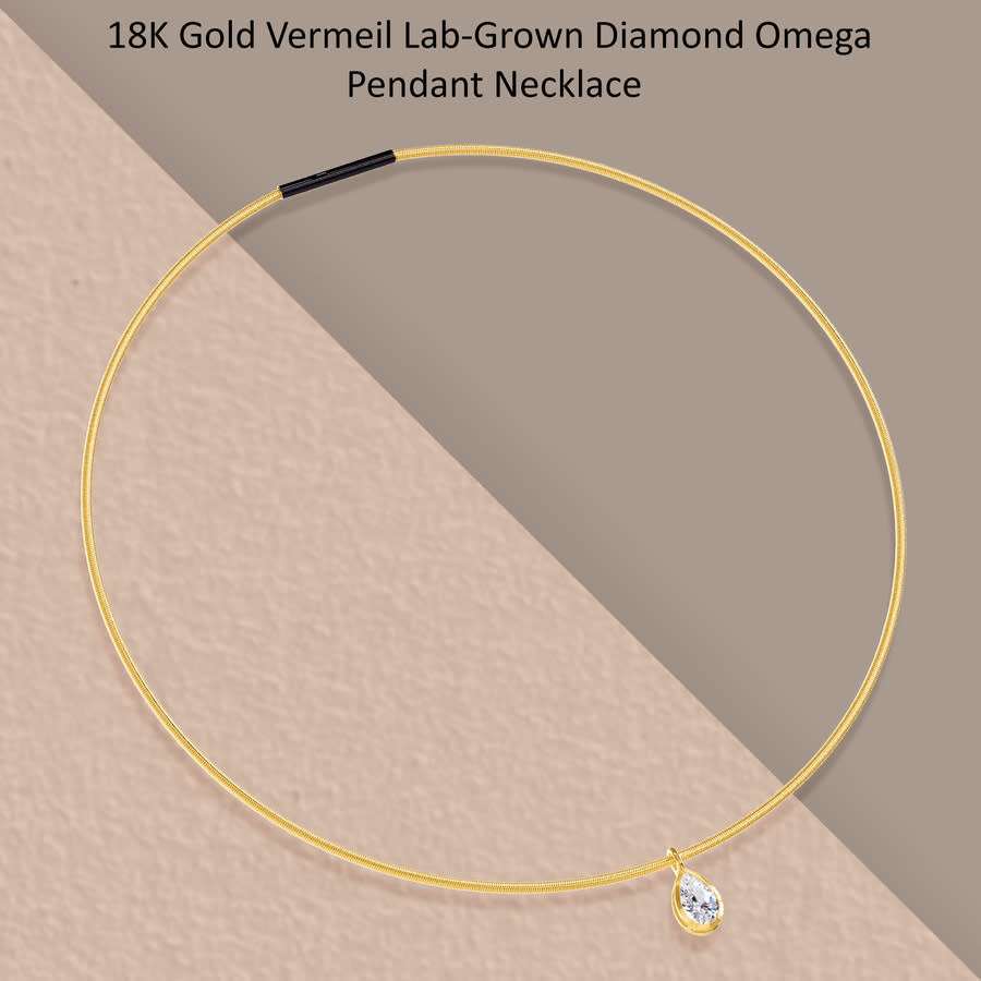 Diamond2Deal - Diamond2Deal 18k Vermeil Plated Silver1.30 Ct Pear Cut Lab Grown Diamond Pendant Necklace 18" VVS-VS - 4