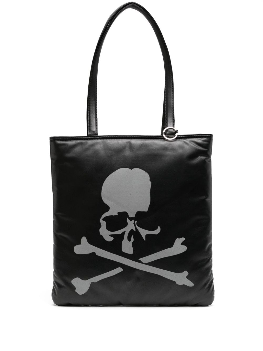 skull-print leather shoulder bag - 1