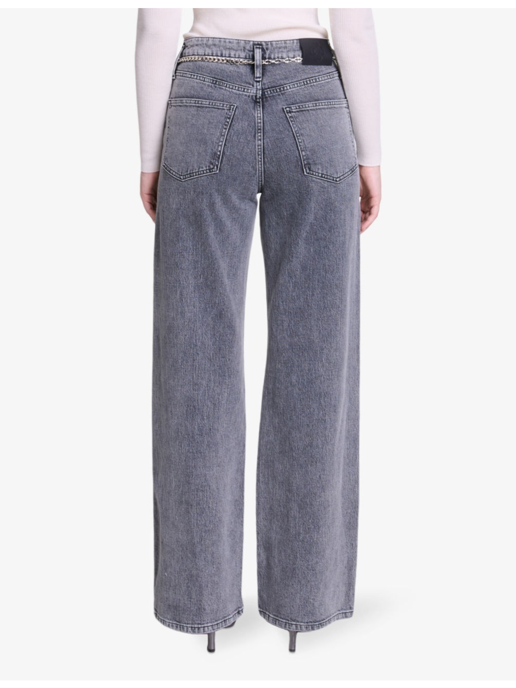 Chain-belt high-rise stretch-denim jeans - 4