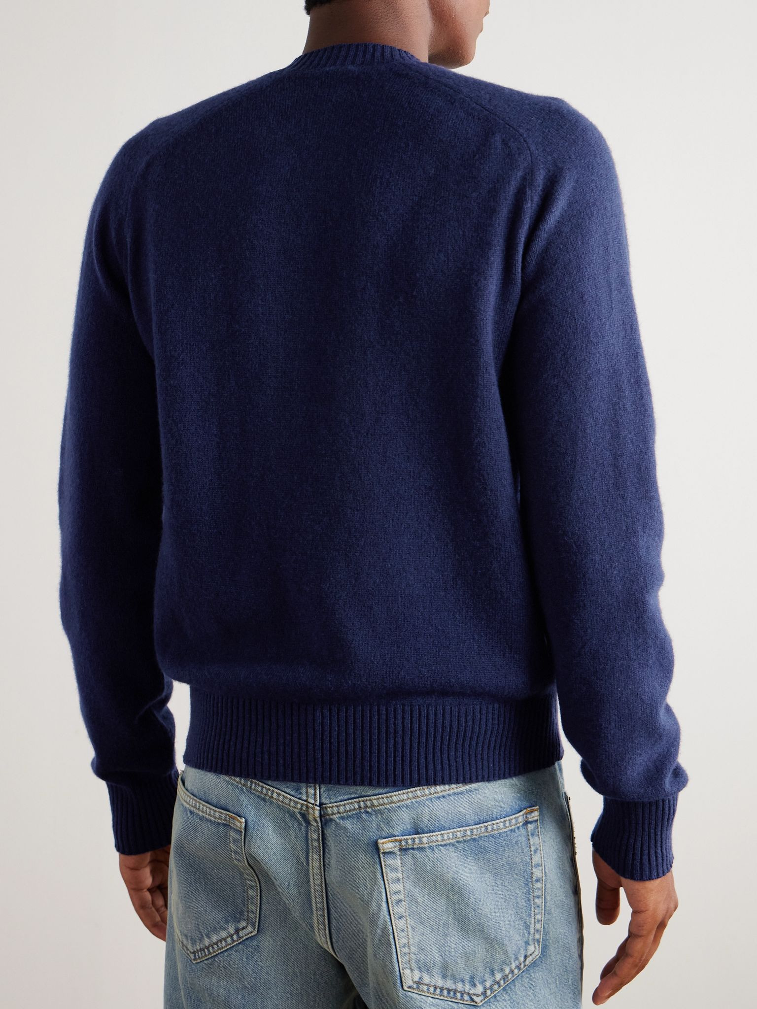 Wool and Cashmere-Blend Sweater Blue - 4