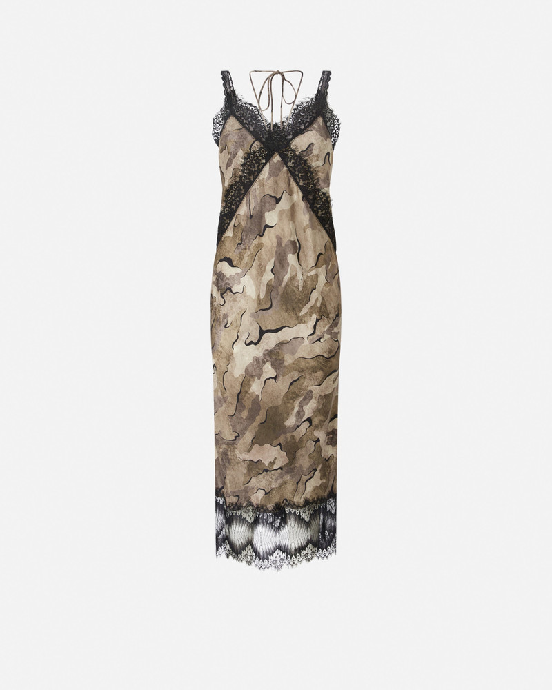 CAMOUFLAGE MIDI SLIP DRESS WITH LACE 1