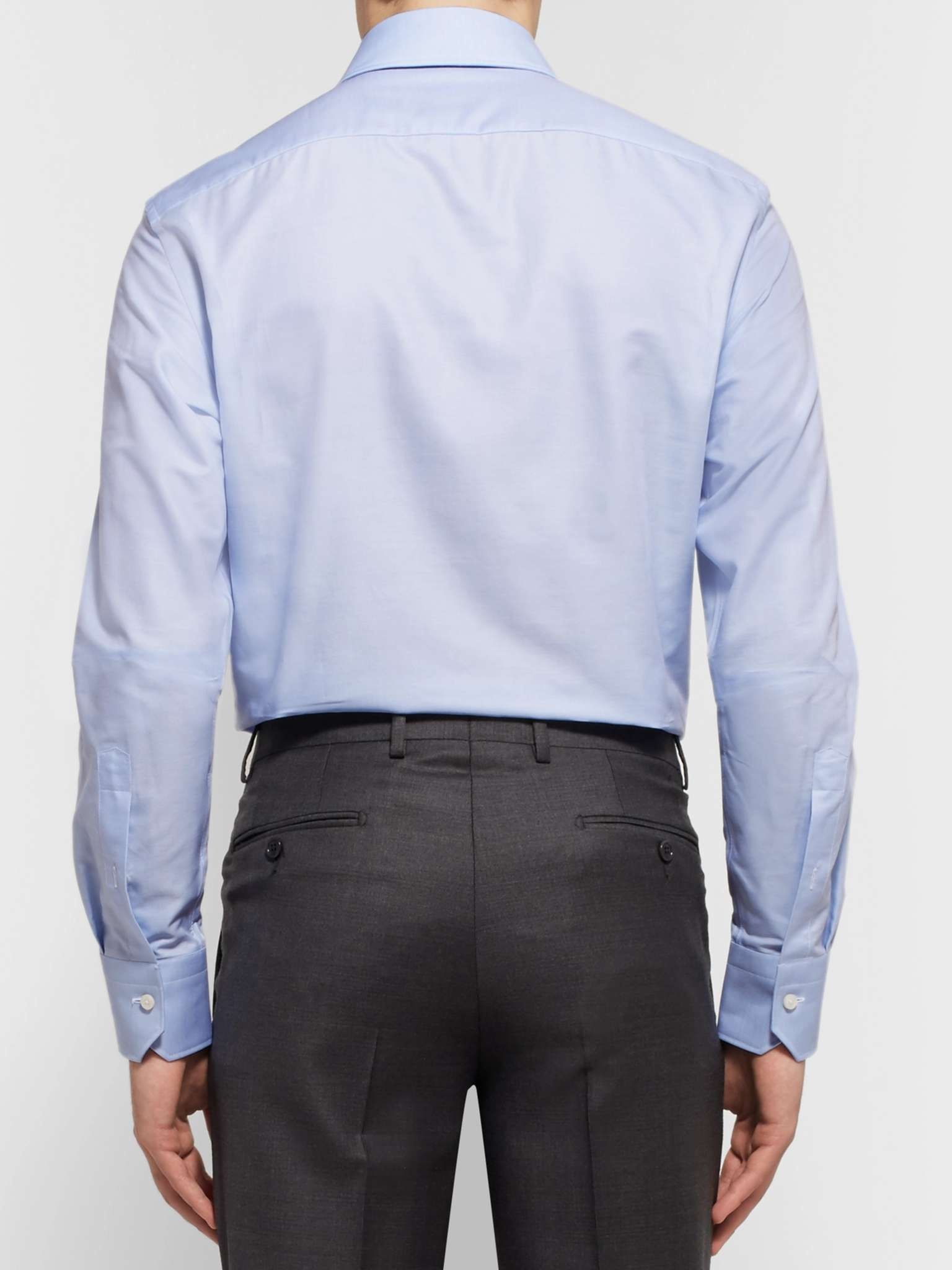 Light-Blue Trofeo Slim-Fit Cutaway-Collar Cotton-Poplin Shirt - 5