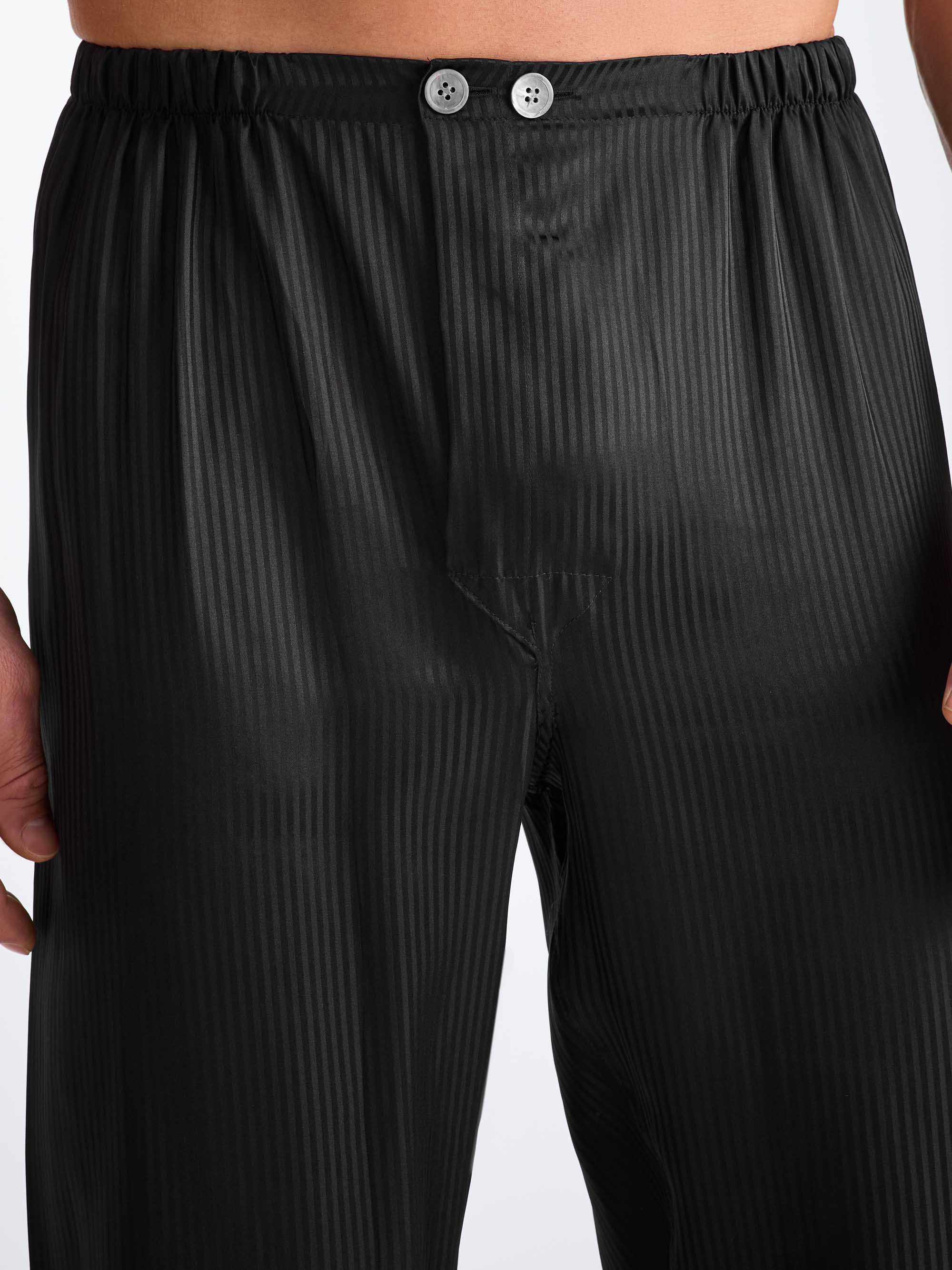 Men's Classic Fit Pyjamas Woburn 8 Silk Satin Black - 7