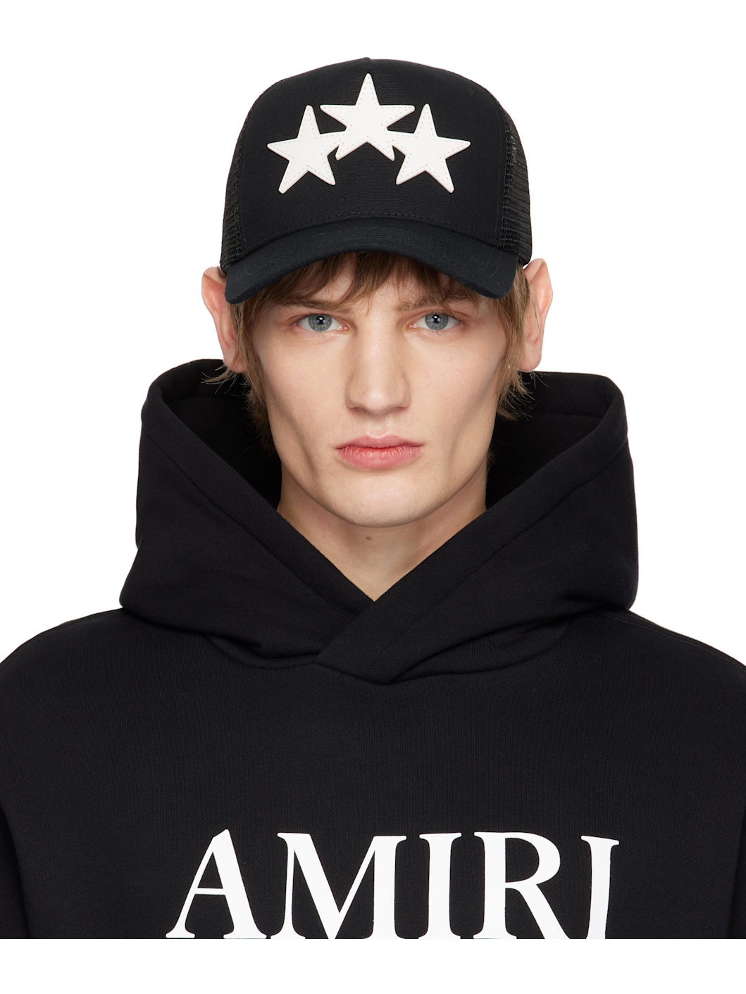 Black 3 Star Trucker Cap - 1