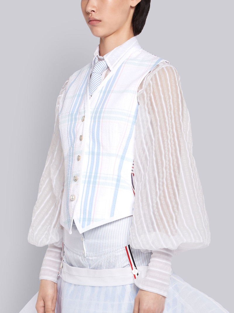 Thom Browne Multi-Color Plaid Seersucker Corseted Vest outlook