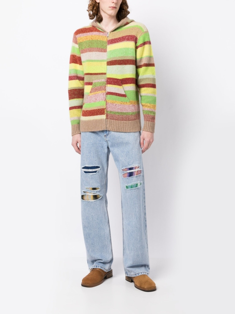 The Elder Statesman multi-stripe zip-up hoodie outlook