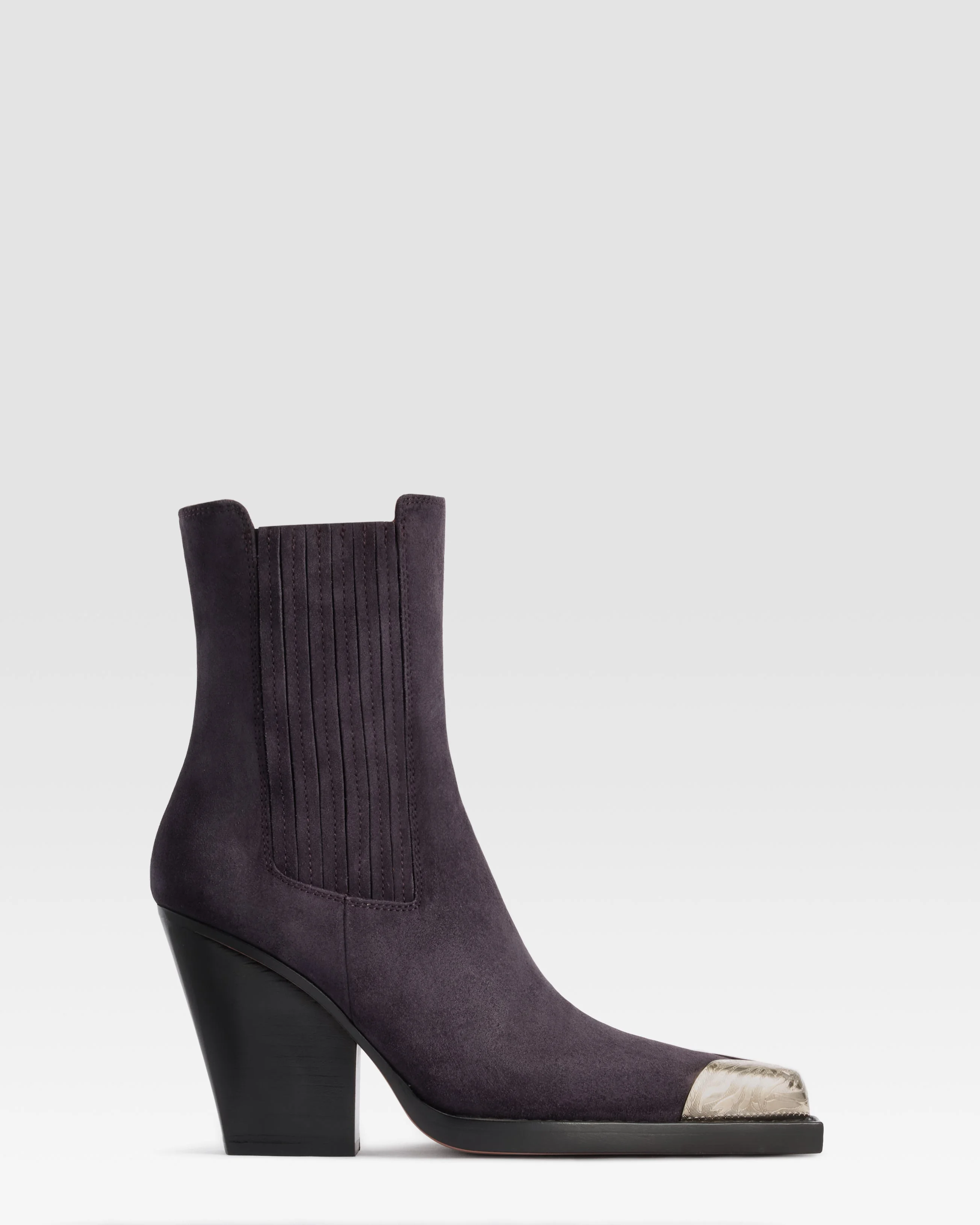 SUEDE WESTERN ANKLE BOOT WITH METAL TOE CAP - 1