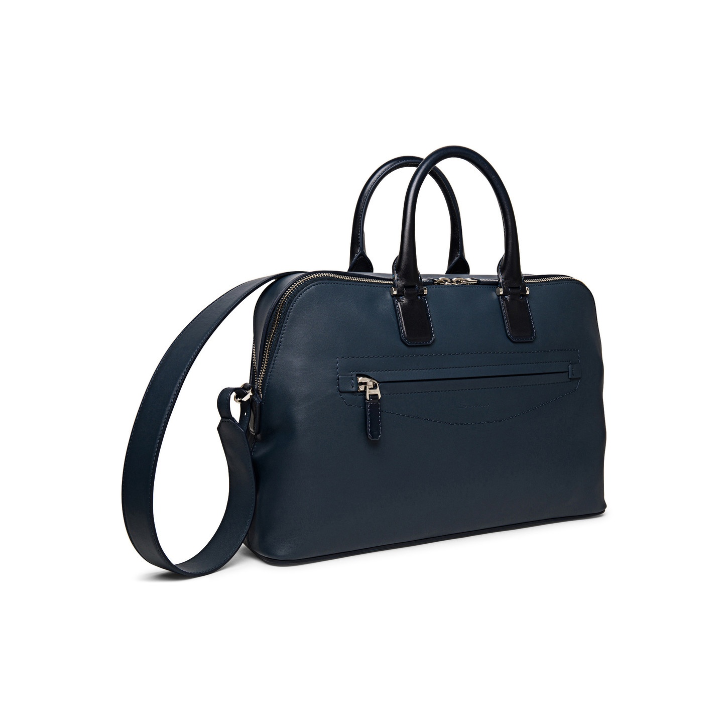 Blue leather laptop bag - 6