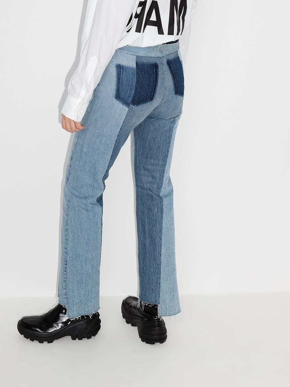 two tone straight leg jeans - 3