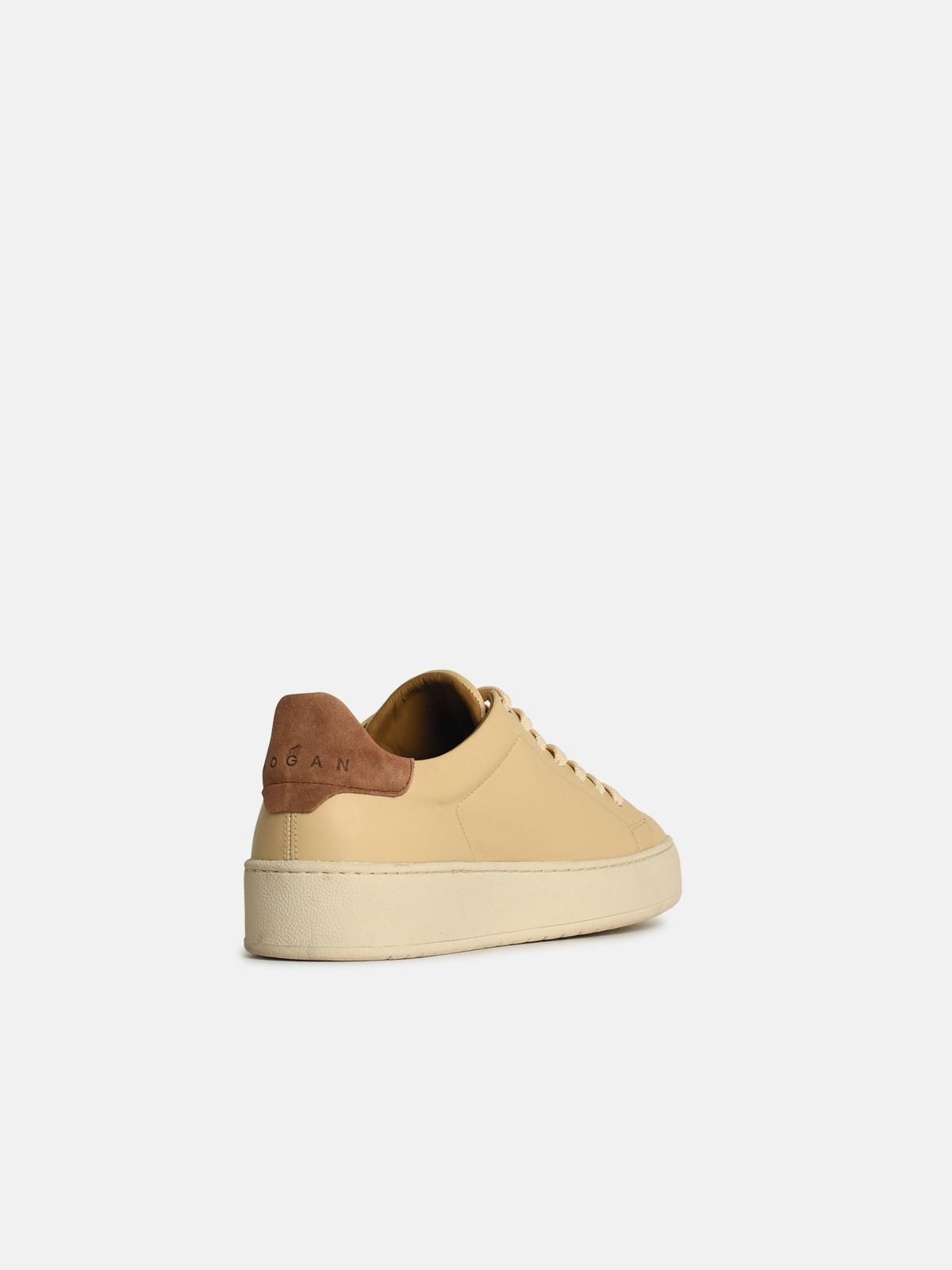 'H672' BEIGE LEATHER SNEAKERS - 3
