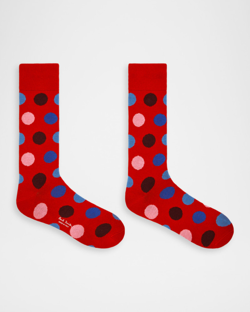 Paul Smith Men's Mike Large Polka Dot Cotton Crew Socks outlook