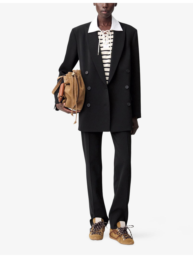 Claudie Pierlot Peak-Lapel Double-Breasted Stretch-Woven Blazer outlook