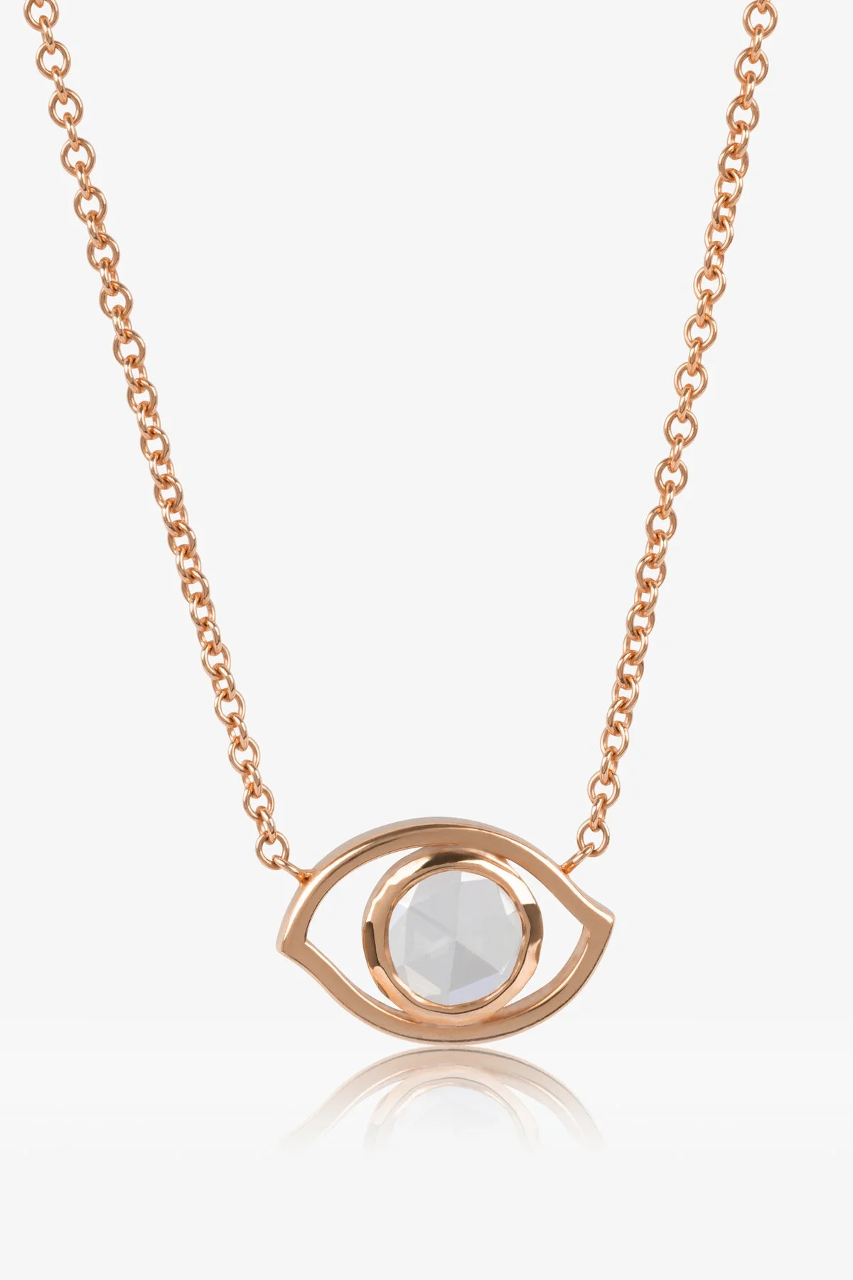 ROSE CUT DIAMOND EVIL EYE NECKLACE - 1