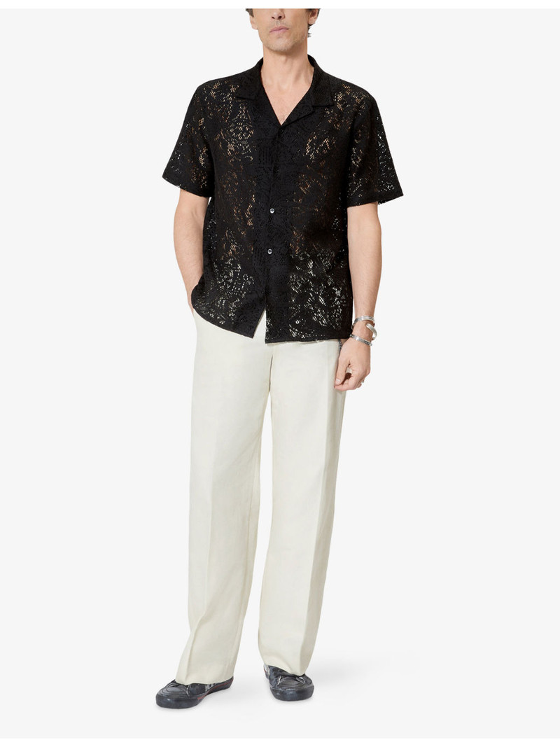 The Kooples Short-Sleeved Notch-Collar Lace Shirt outlook