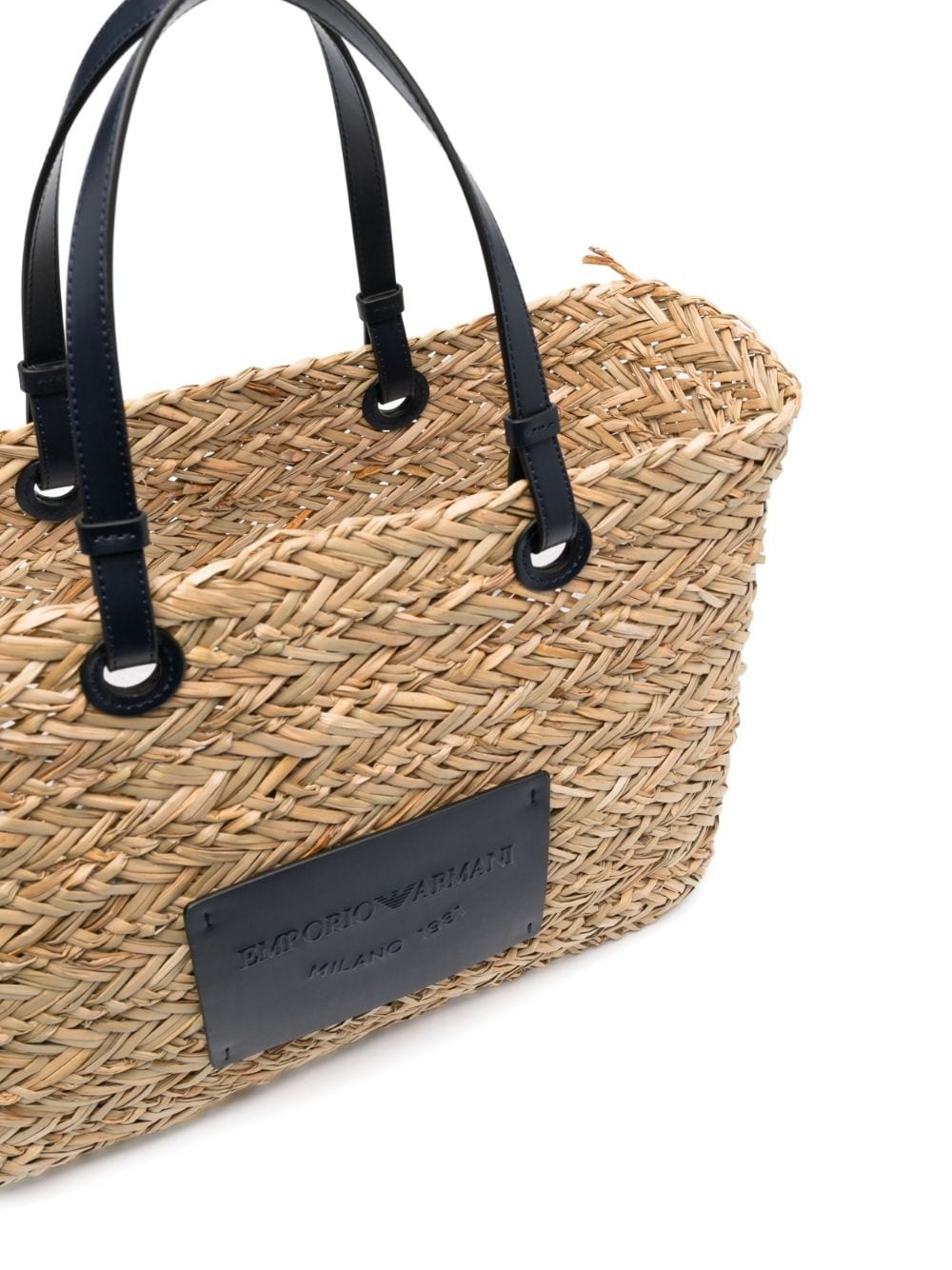 logo-patch woven-raffia tote beg - 6