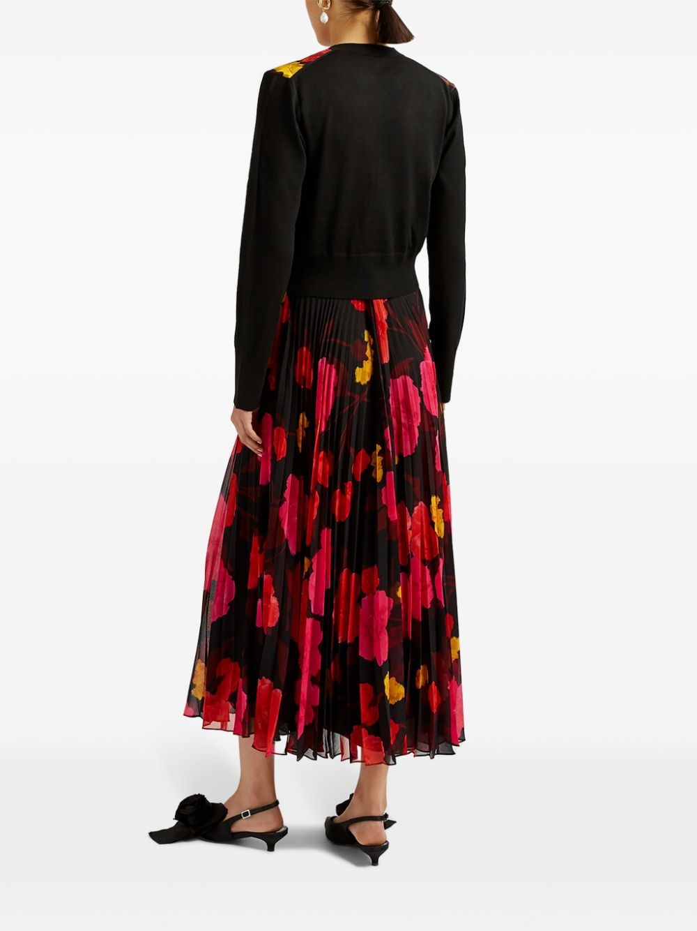 floral-print pleated midi skirt - 4