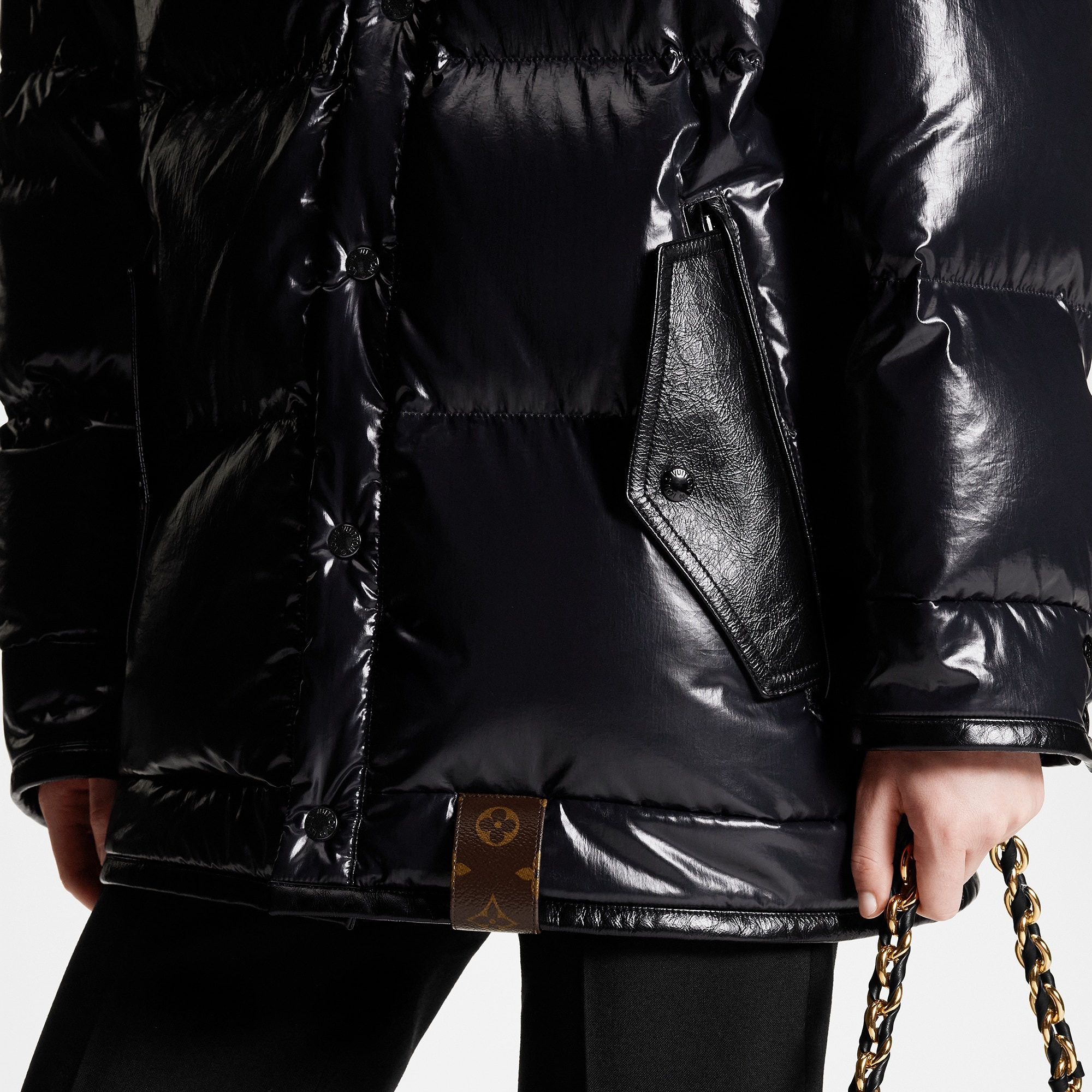 Leather Accent Puffer Jacket - 2