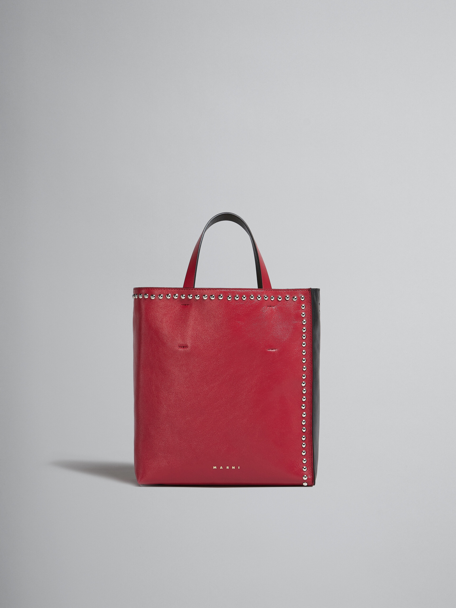 MUSEO SOFT SMALL BAG IN RED AND BLACK LEATHER WITH STUDS - 1