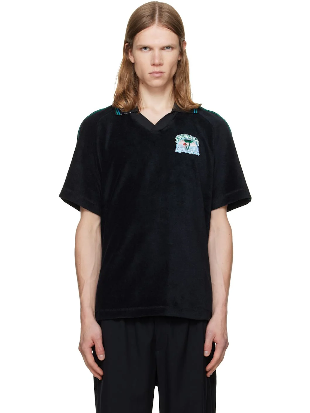 Black Towelling Polo - 1