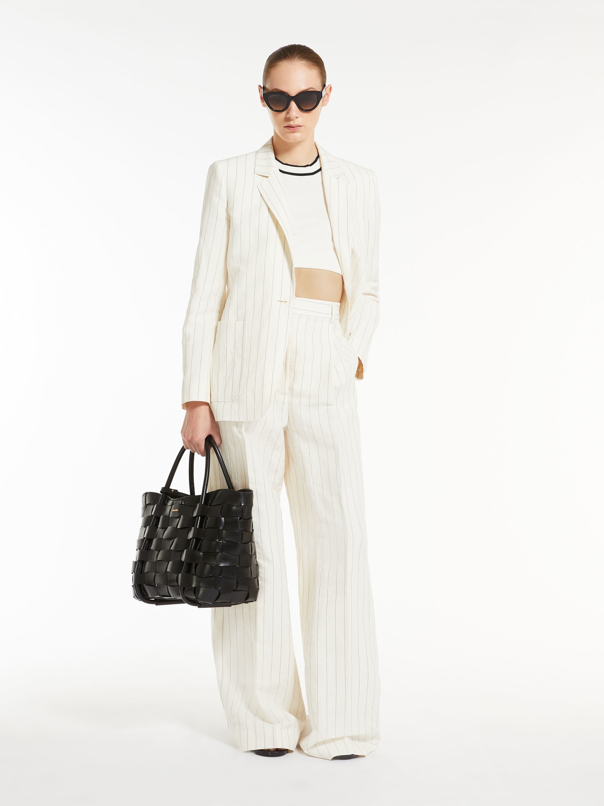 GIULIVA Pinstriped canvas wide trousers - 2