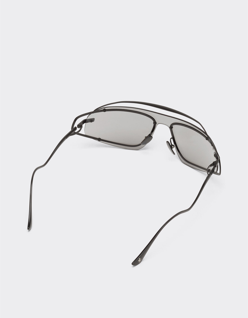 Ferrari sunglasses in matt black titanium with silver gradient mirror grey shield 6