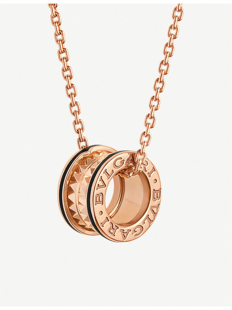 BVLGARI B.zero1 18ct rose-gold and ceramic pendant necklace outlook