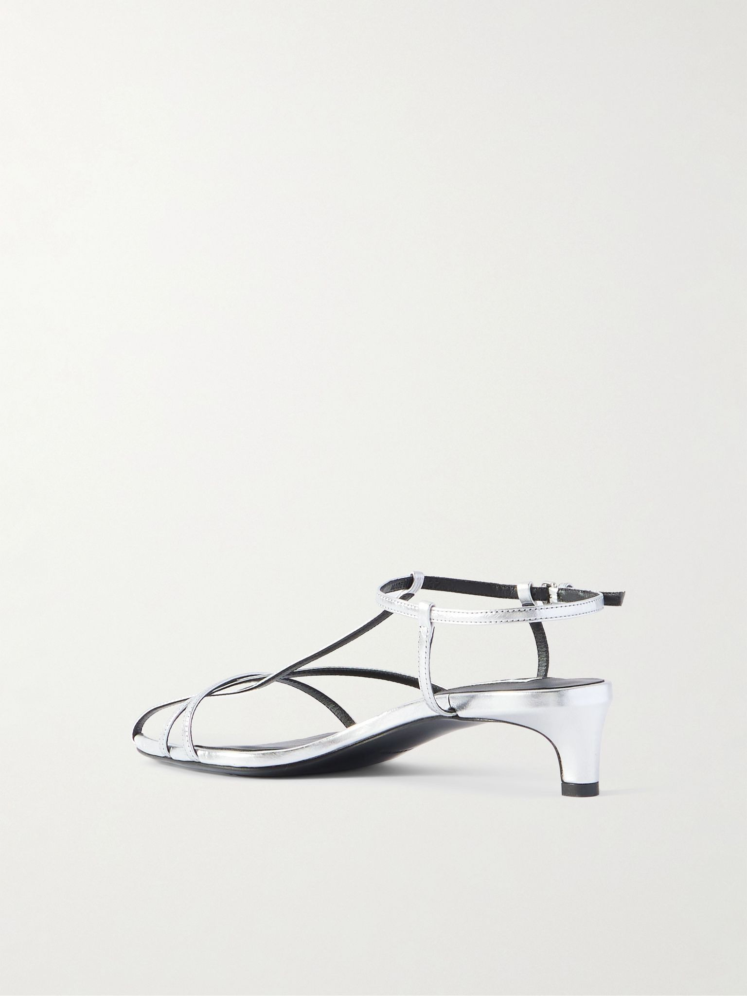 Metallic leather sandals Silver - 3