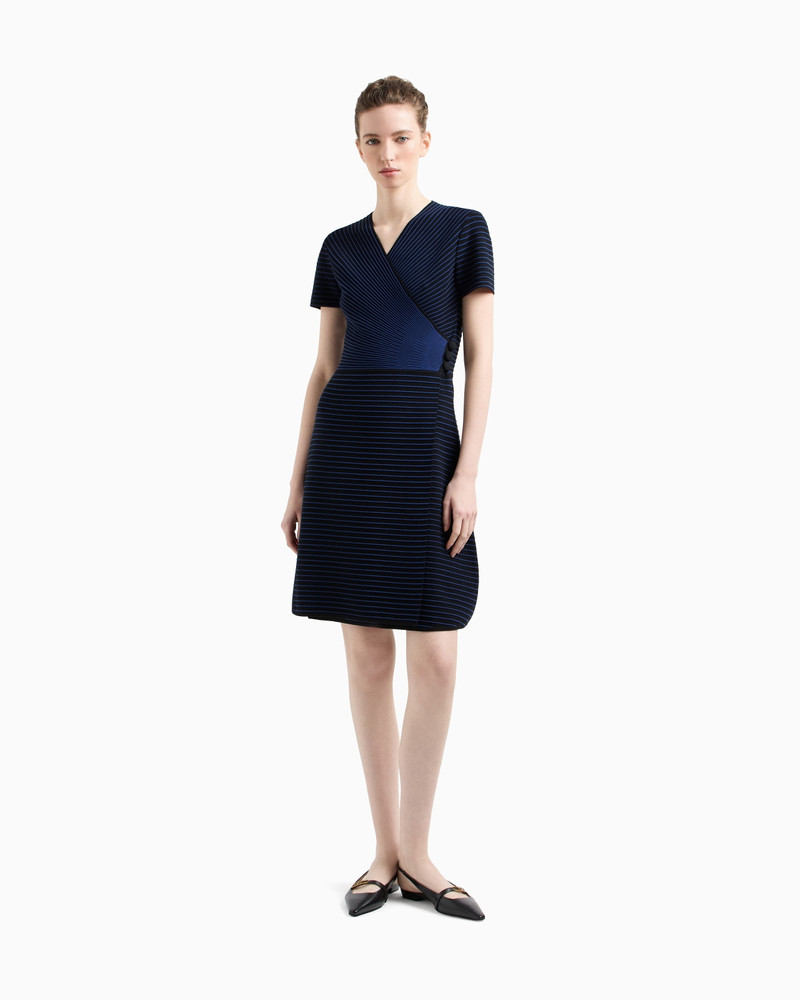 OTTOMAN FABRIC CROSS-OVER NECKLINE DRESS 2