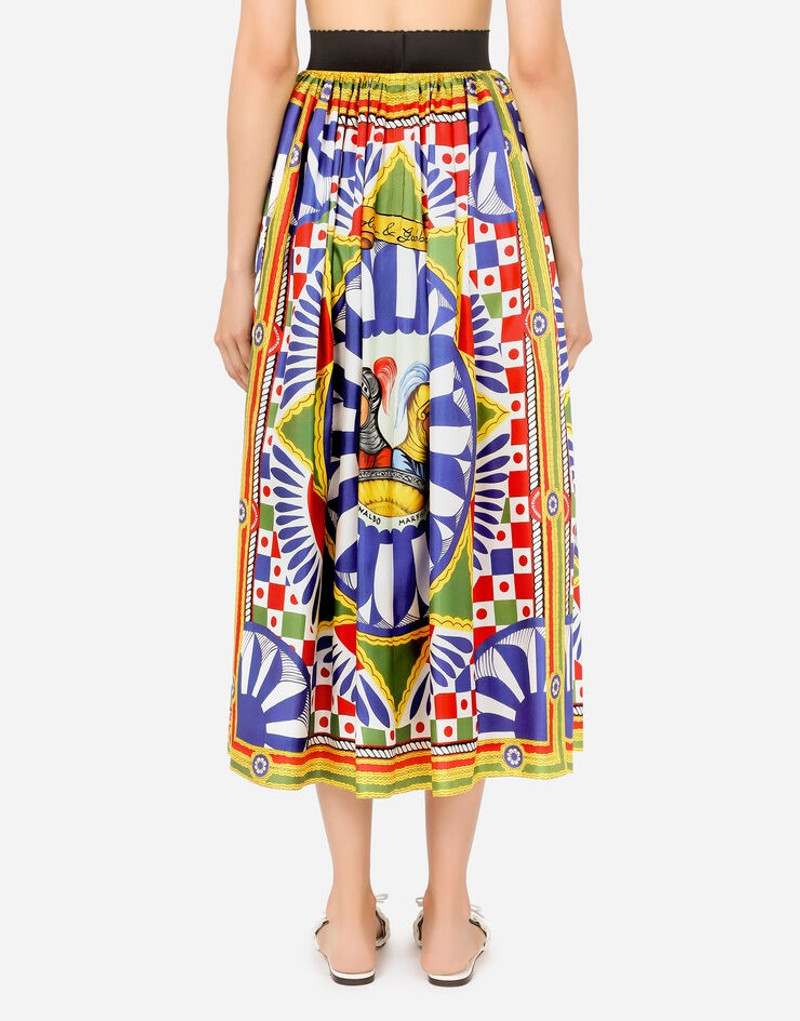 Dolce & Gabbana Carretto-print twill calf-length skirt outlook
