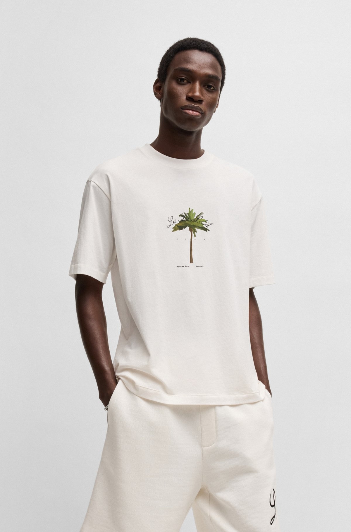 COTTON-JERSEY T-SHIRT WITH PALM-TREE PRINT - 2