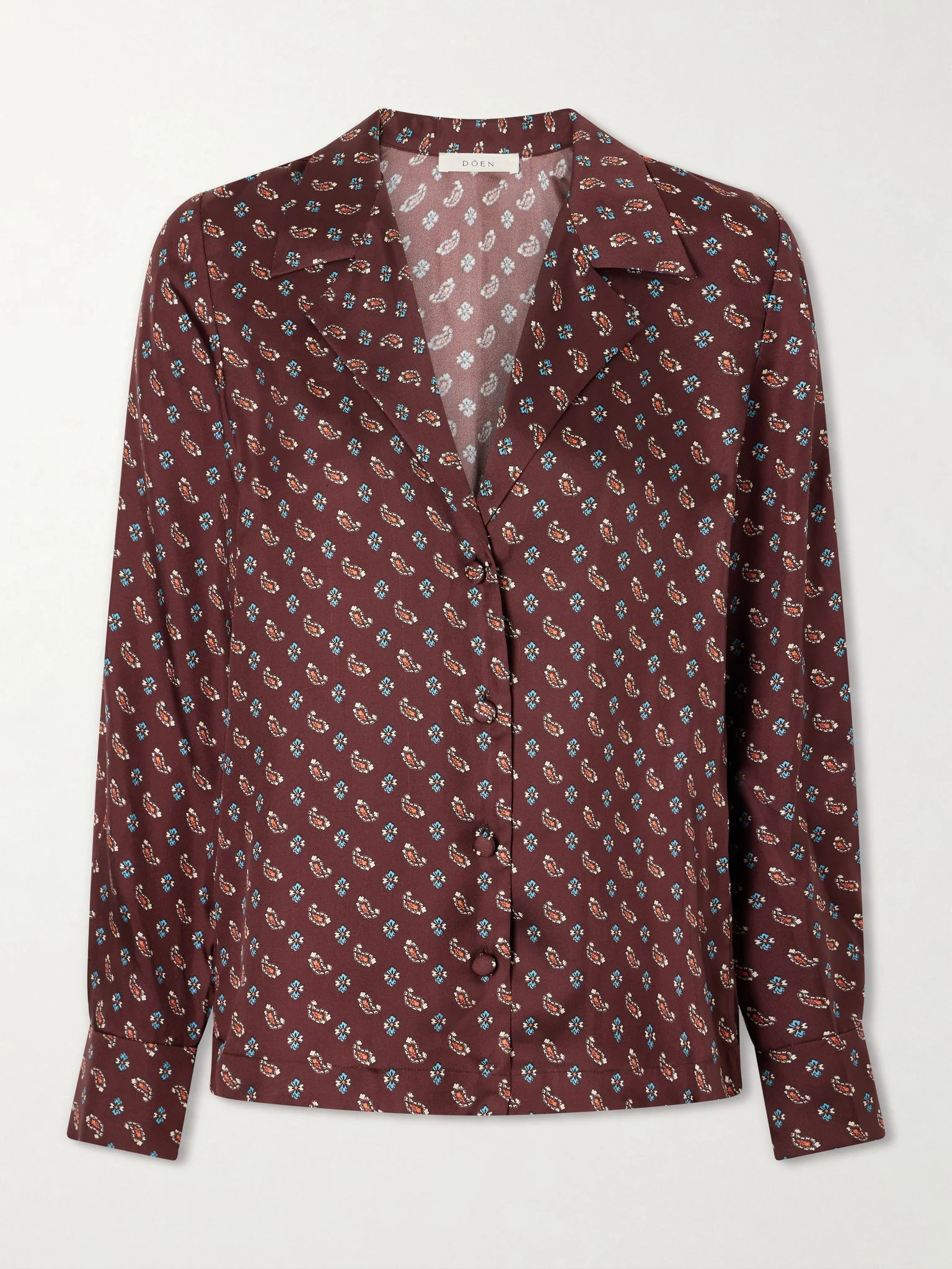 Dorsia printed silk-blend satin shirt Merlot - 1