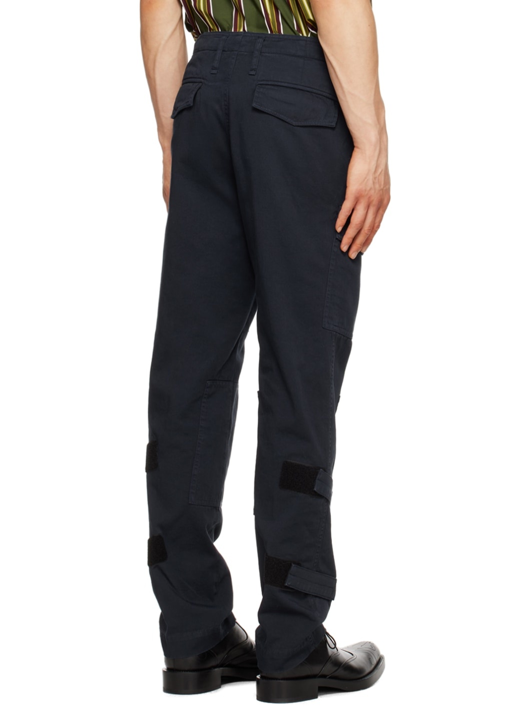 Navy Velcro Tab Cargo Pants - 3