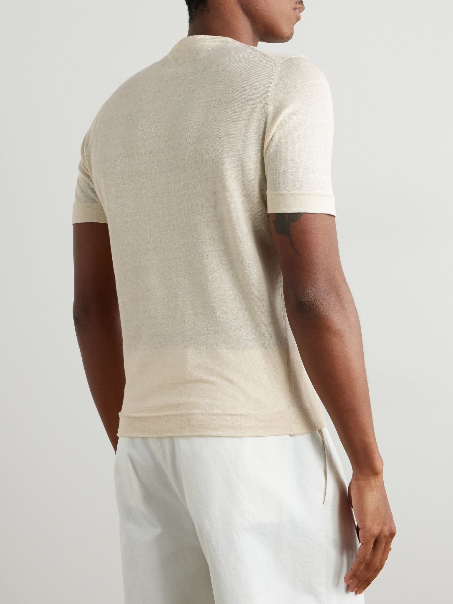 Linen and Cotton-Blend T-Shirt Neutral - 3