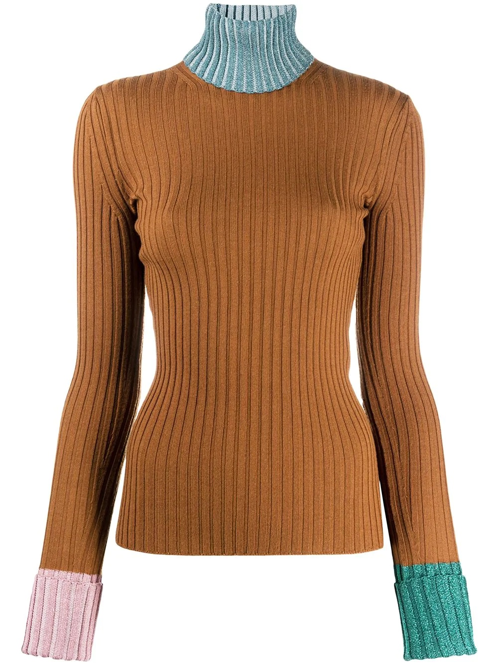 contrast trim rib-knit jumper - 1