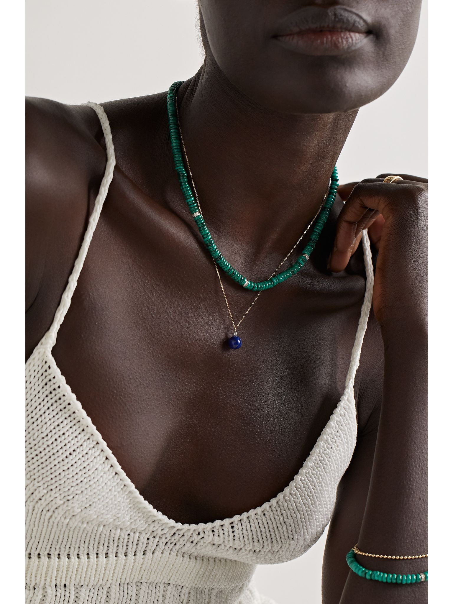 14-karat gold, lapis lazuli and diamond necklace Blue - 5