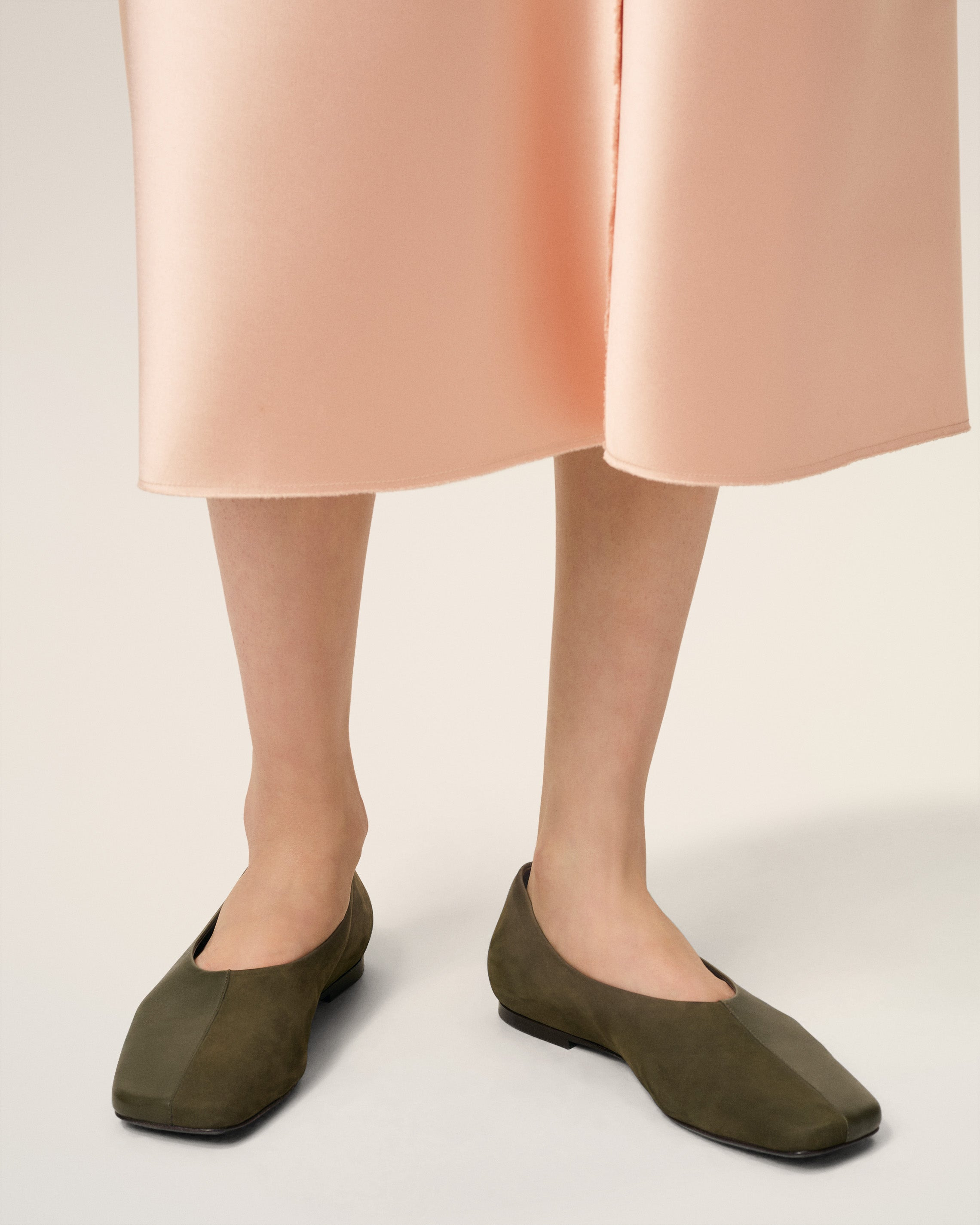 GREEN LEATHER BICOLOR BALLERINAS - 2