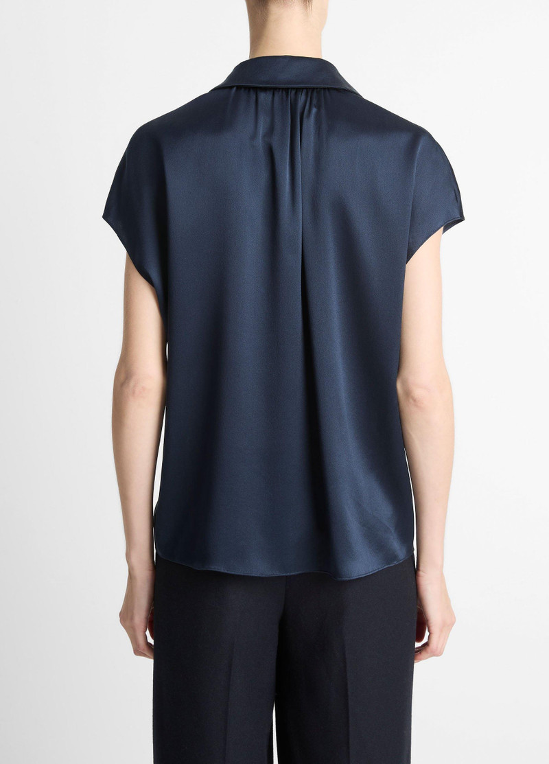 Vince Silk Cap-Sleeve Ruched-Back Blouse outlook