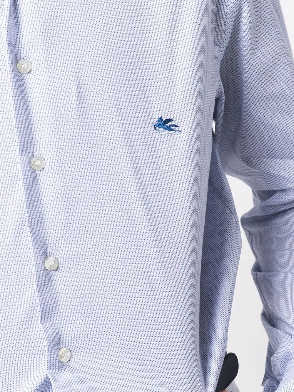 embroidered-logo button-up shirt - 5