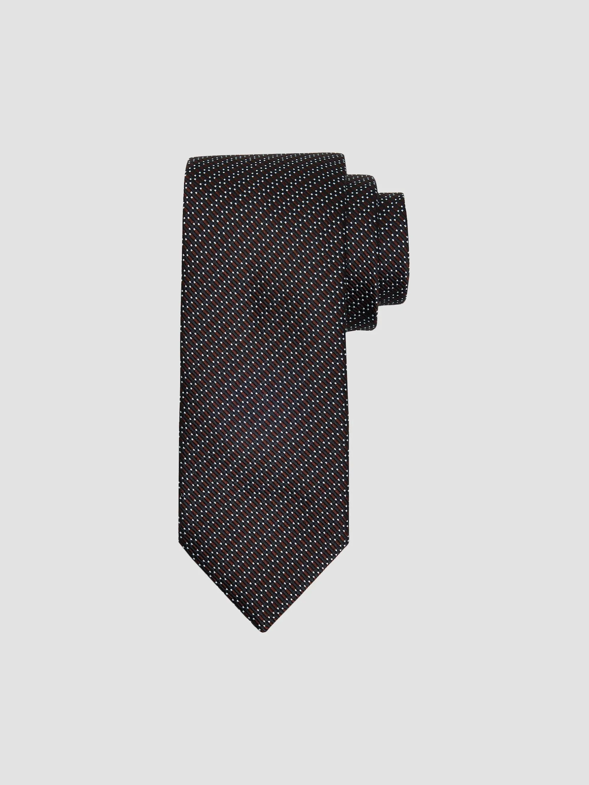 Men's Geometric Jacquard Silk Tie - Navy - 1