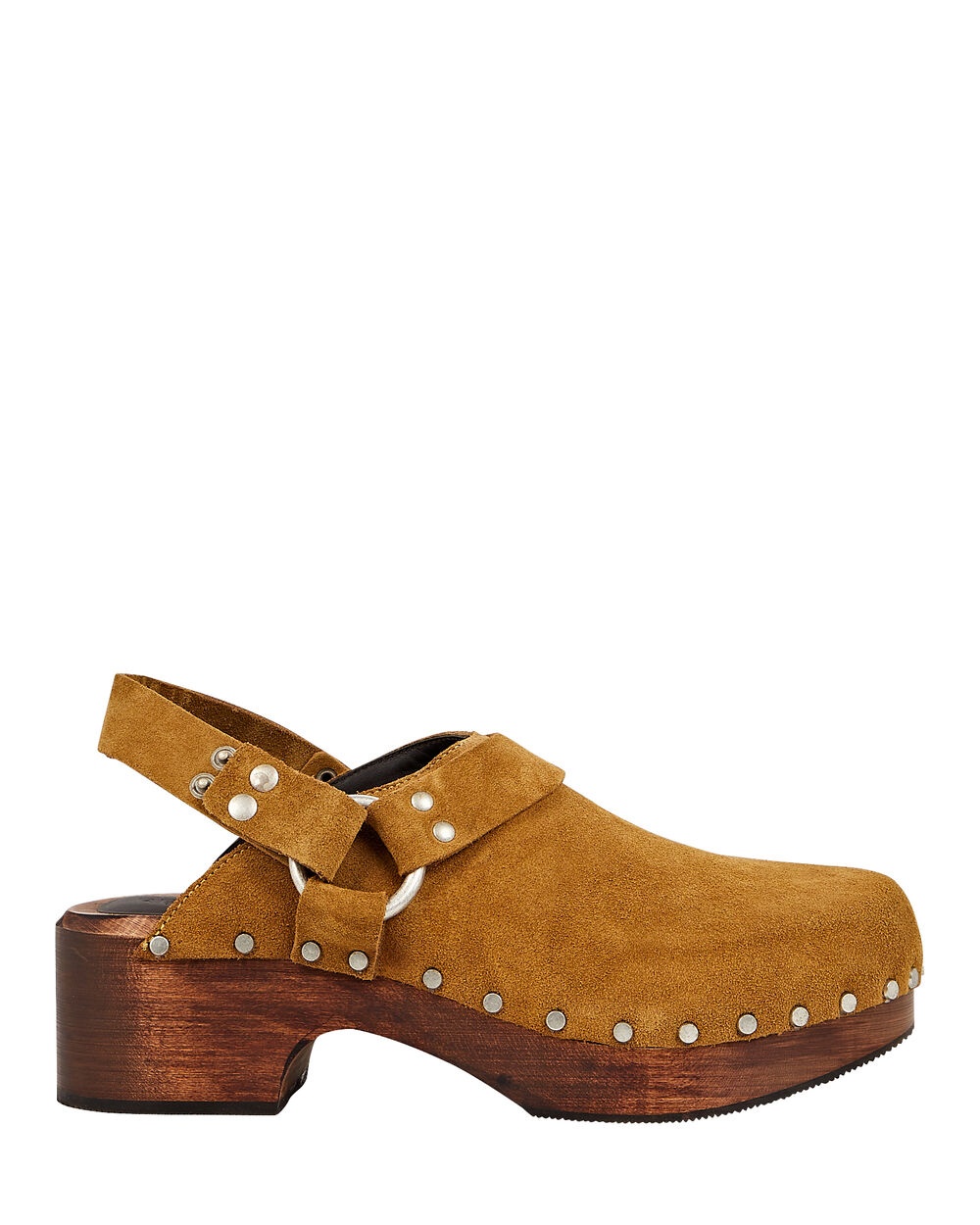 70's Studded Suede Slingback Clogs - 1