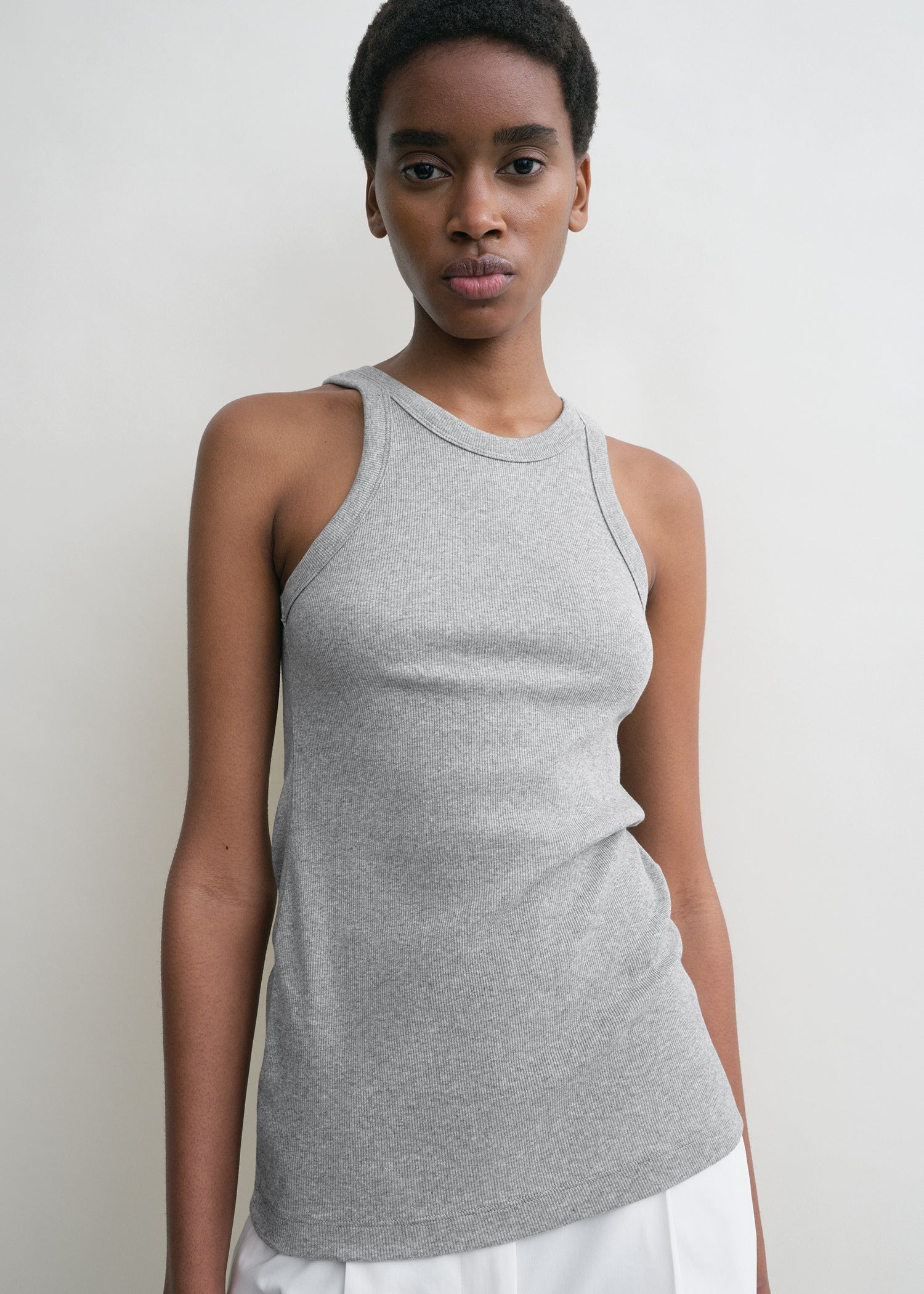 Curved rib tank grey melange - 5