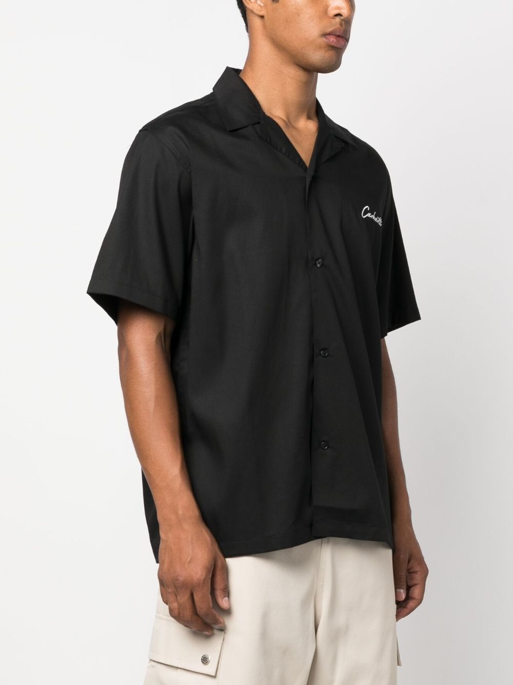 gabardine logo-embroidered shirt - 3