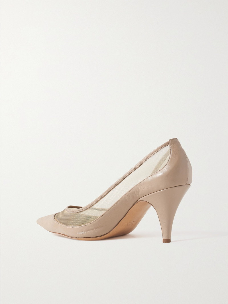 River Iconic Mesh-trimmed Patent-leather Pumps 3