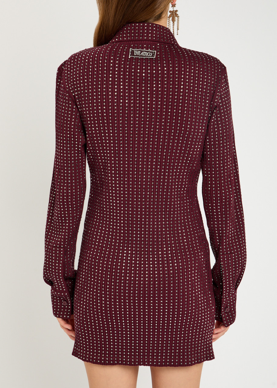 The Attico Crystal-embellished Cotton Mini Dress - 3