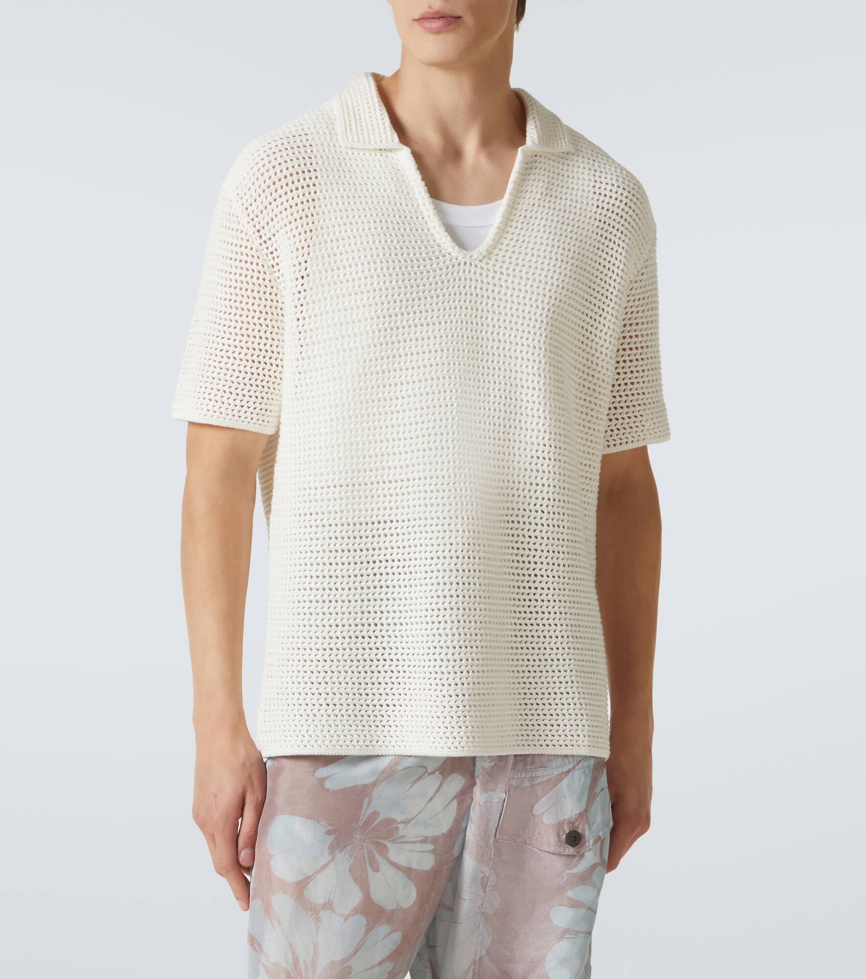 Batten crochet cotton polo shirt - 3