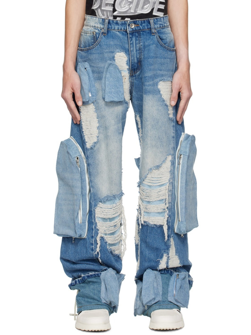 Blue Multipocket Jeans - 1