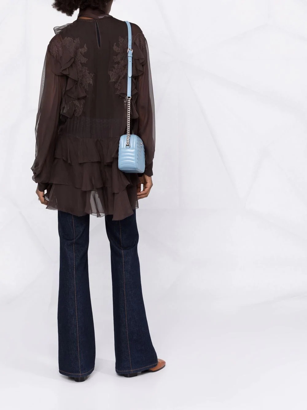 floral-lace silk blouse - 4