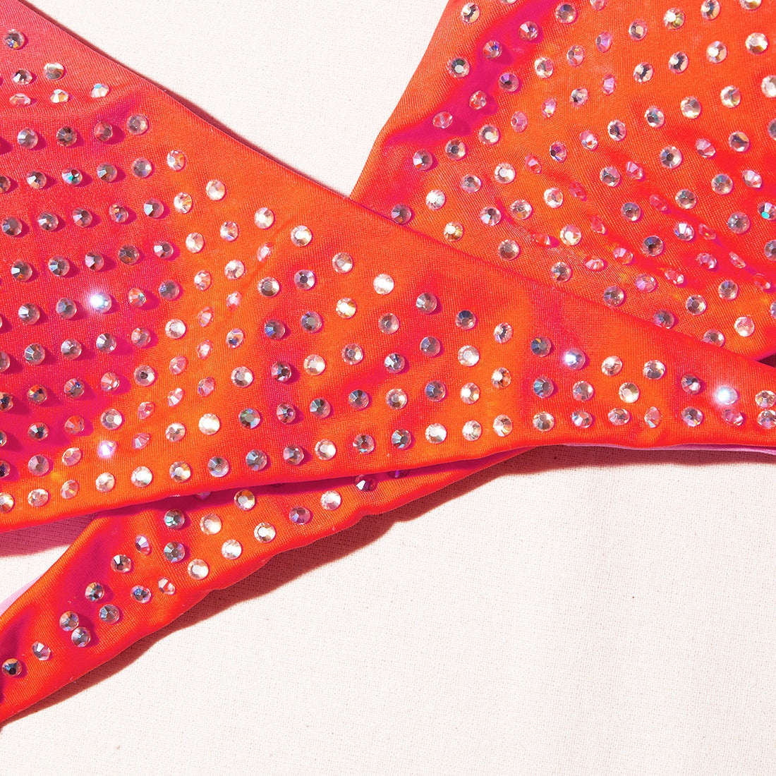 Pink Rhinestone Cross Over Bikini Top - 4