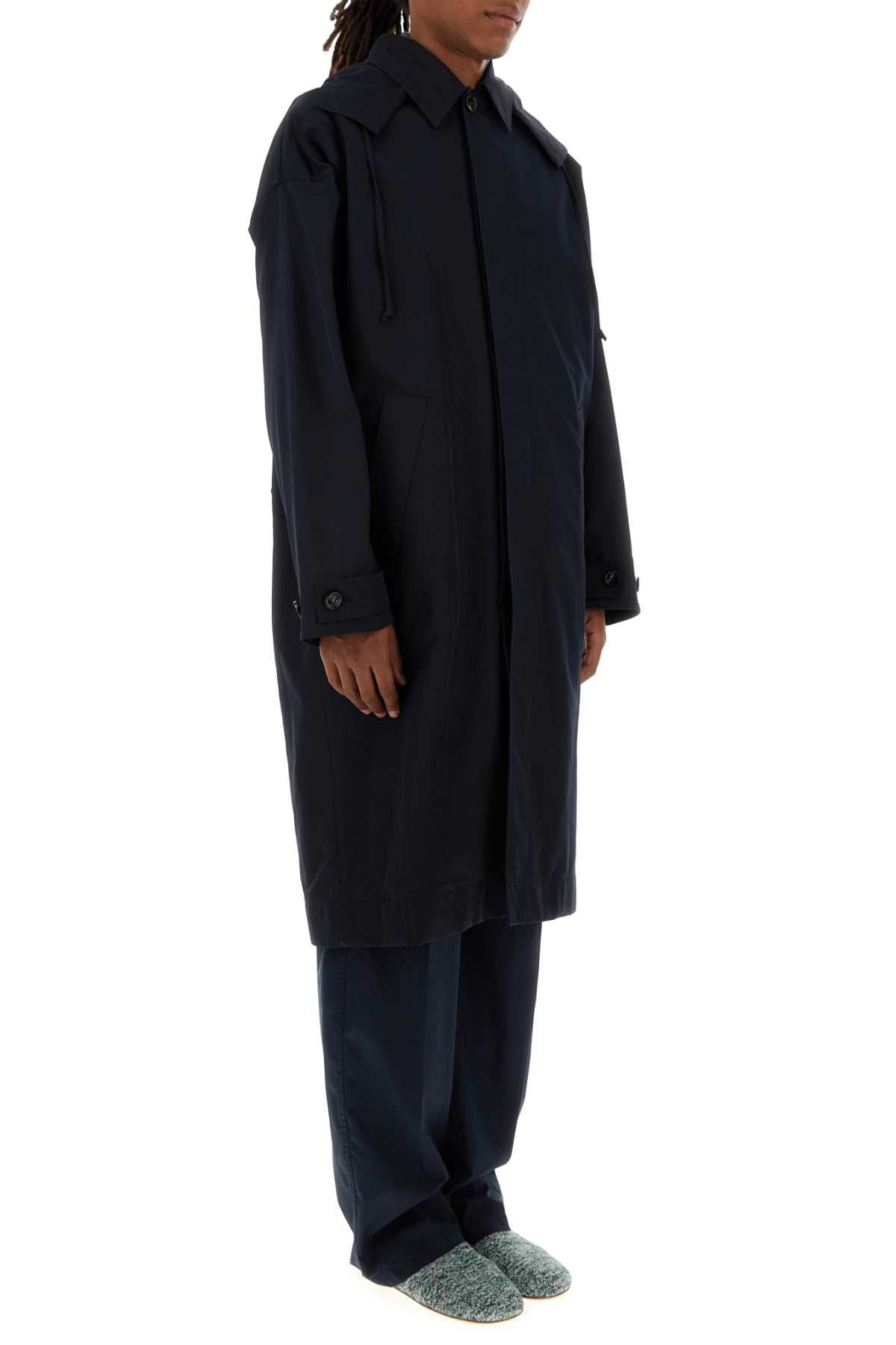 Bottega Veneta Men Navy Blue Nylon Blend Trench Coat - 3